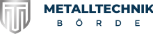 Logo der Metalltechnik Börde GmbH mit stilisiertem Schildsymbol und Schriftzug in Blau und Silber