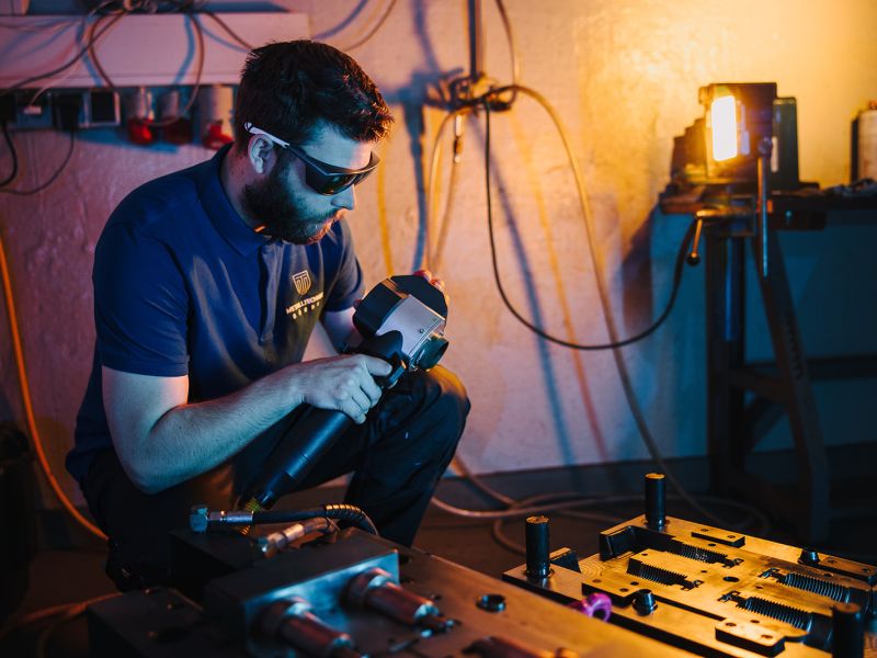 3D-Laserscanner im Einsatz zur Werkzeugprüfung – moderne Messtechnik bei Metalltechnik Börde.